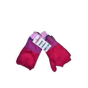 NEW WITH TAGS Crayola X Kids Girls Flip Top Stripe Mittens Knit Winterwear Rose